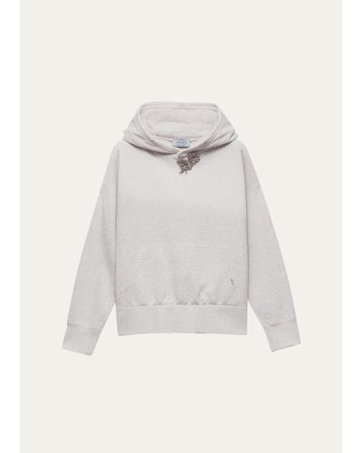 Prada Jewel Brooch Cotton Hoodie