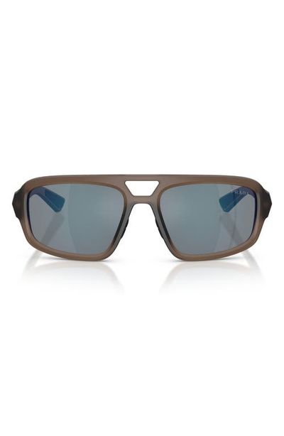 Prada Linea Rossa Prada Linea Rossa 57mm Mirrored Irregular Sunglasses