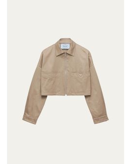 Prada Logo-Detail Cotton Crop Jacket