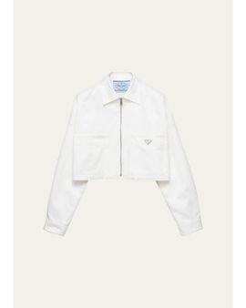 Prada Logo Cotton Crop Jacket