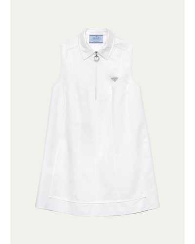 Prada Logo Cotton Sleeveless Mini Dress