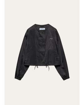 Prada Logo Drawstring-Hem Jacket