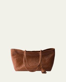 Prada Madras Woven Leather Tote Bag
