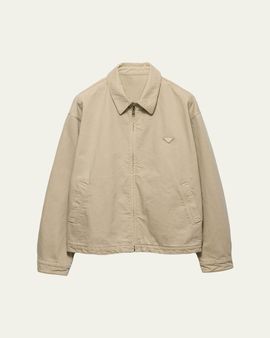 Prada Men's Denim Triangle Logo Full-Zip Jacket