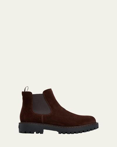 Prada Men's Folder Suede Lug-Sole Chelsea Boots