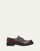 Prada Men's Leather Enamel Logo Moc-Toe Penny Loafers - 1