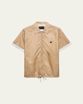 Prada Men's Re-Nylon Full-Zip Short-Sleeve Shirt