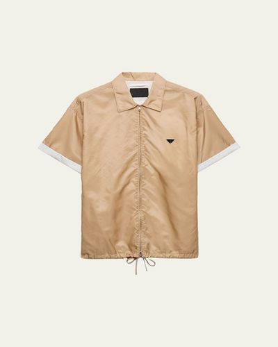 Prada Men's Re-Nylon Full-Zip Short-Sleeve Shirt