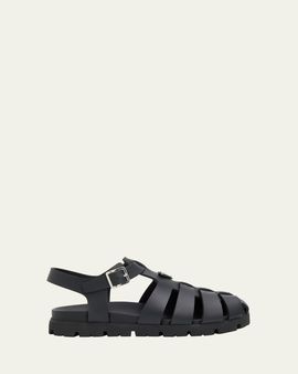 Prada Men's Soft Cage Rubber Fisherman Sandals