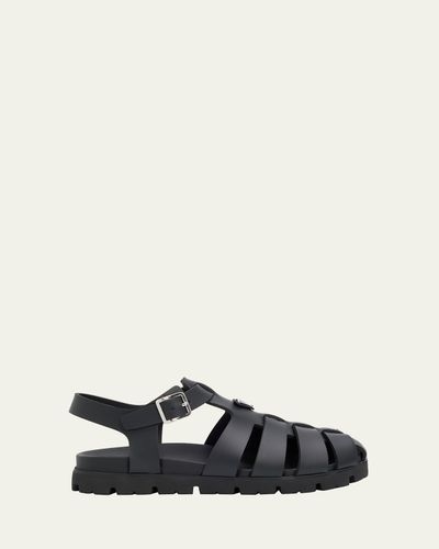 Prada Men's Soft Cage Rubber Fisherman Sandals