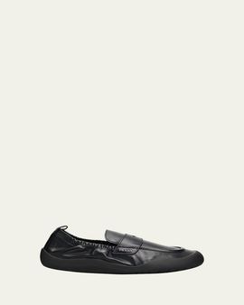 Prada Men's Speedrock Leather Rubber-Sole Penny Loafers