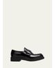 Prada Men's Triangle Logo Leather Loafers - 1