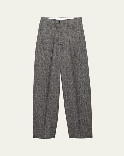 Prada Mid-Rise Prince Of Wales Wool Straight-Leg Pants