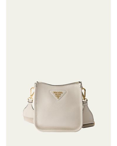Prada Mini Daino Soft Leather Hobo Crossbody Bag