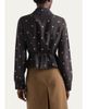 Prada Neck-Scarf Floral Silk Button-Down Blouse - 3