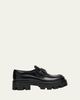 Prada Platform Leather Triangle Logo Loafers - 1