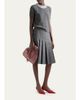 Prada Pleated-Front Wool A-Line Skirt - 2
