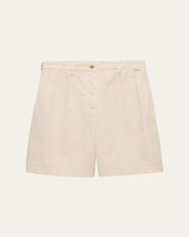 Prada Pleated Cotton Twill Bermuda Shorts