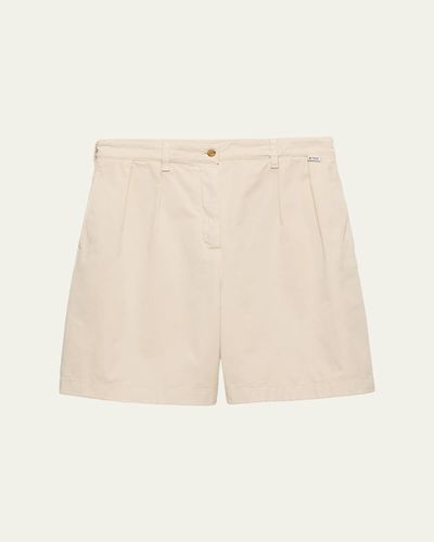Prada Pleated Cotton Twill Bermuda Shorts