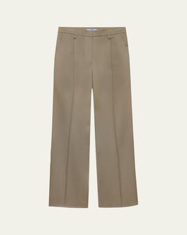 Prada Pleated Cotton Twill Straight-Leg Trousers
