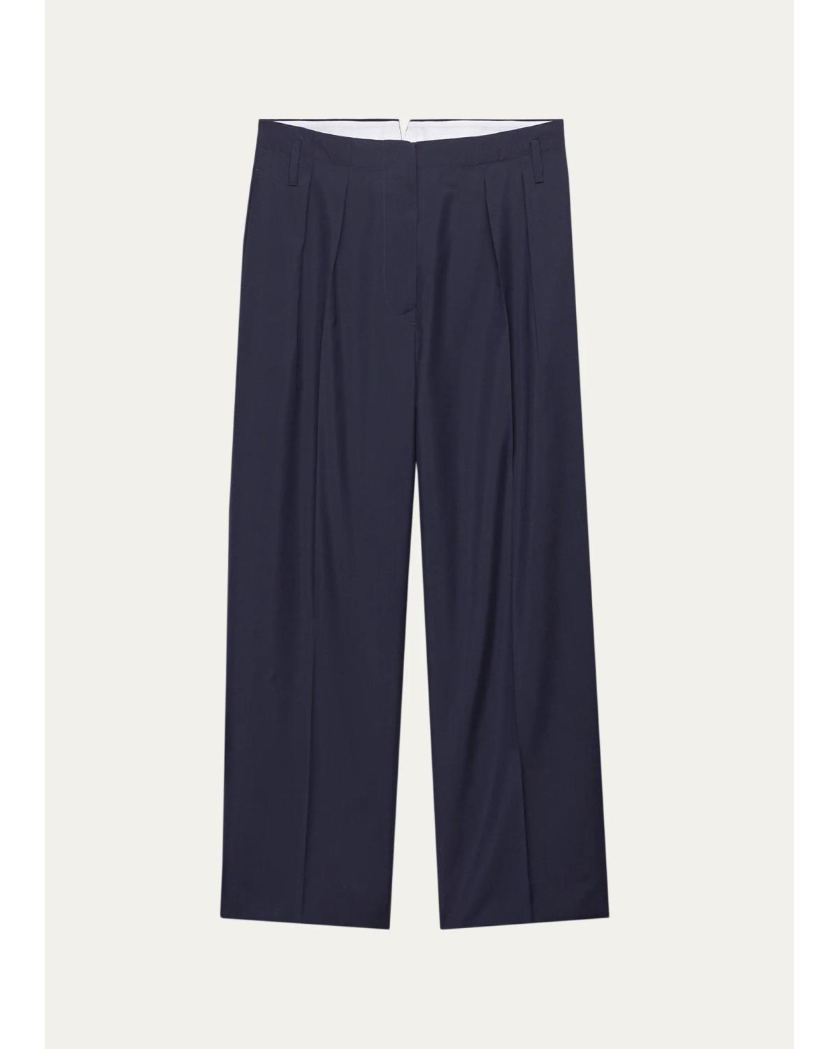 Prada Pleated Mohair-Wool Pants