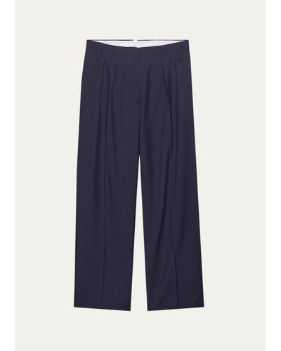 Prada Pleated Mohair-Wool Pants
