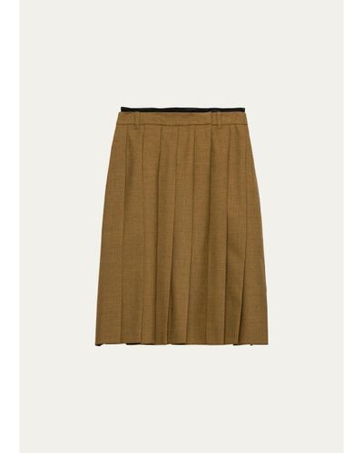 Prada Pleated Wool Midi Skirt