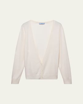 Prada Plunging V-Neck Cashmere Cardigan