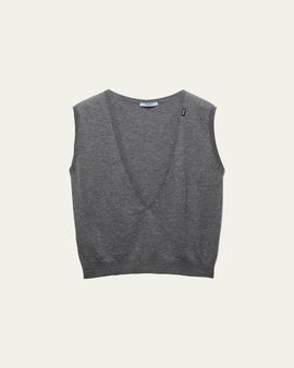 Prada Plunging V-Neck Cashmere Vest