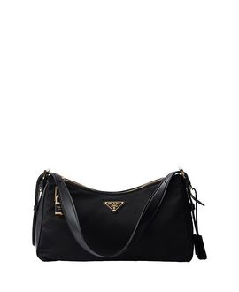 Prada Prada Aimee Large Re-Nylon and Leather Shoulder Bag with Padlock