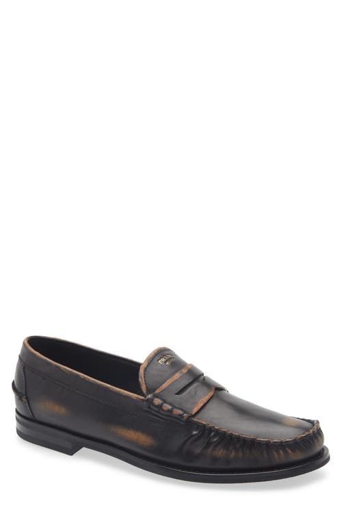 Prada Prada Antiqued Leather Loafer