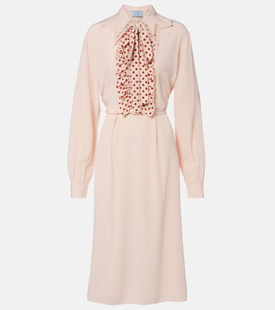 Prada Prada Belted polka-dot silk midi dress
