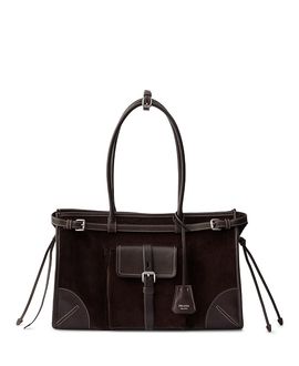 Prada Prada Bonnie Large Corduroy and Leather Handbag