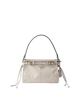 Prada Prada Bonnie Leather Enameled Triangle Logo Shoulder Bag
