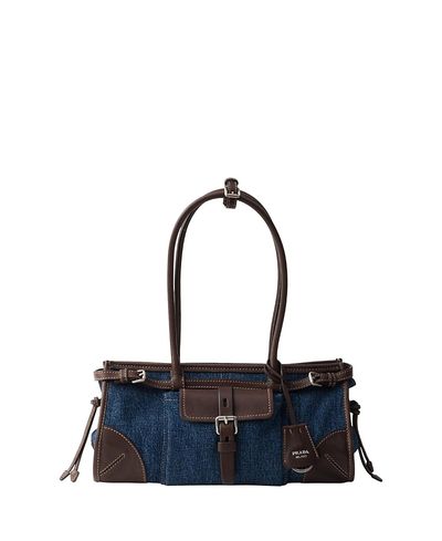 Prada Prada Bonnie Medium Denim and Leather Handbag