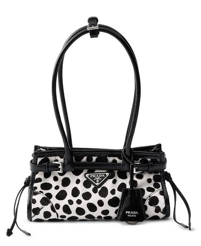 Prada Prada Bonnie Small Printed Calf Hair and Leather Handbag
