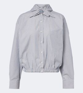 Prada Prada Bow-detail checked cotton blouse