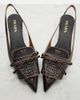 Prada Prada Bow-detail fringed leather slingback pumps - 7