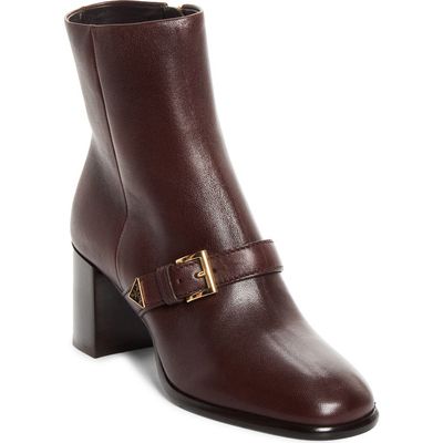 Prada Prada Buckle Block Heel Bootie