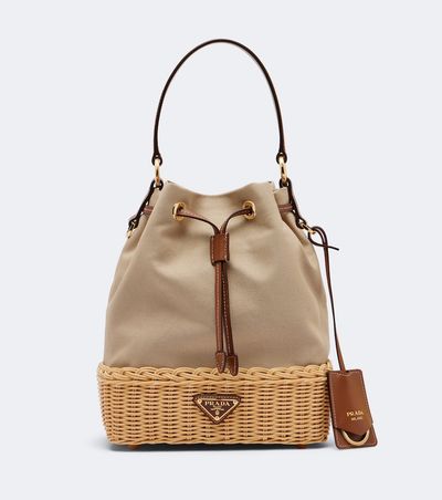 Prada Prada Canvas and wicker bucket bag