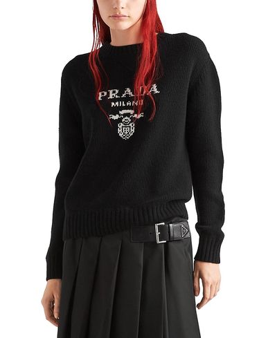 Prada Prada Cashmere and Wool Logo Crew-neck Sweater