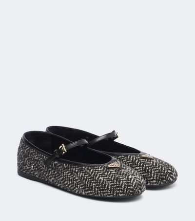 Prada Prada Chevron tweed Mary Jane ballet flats