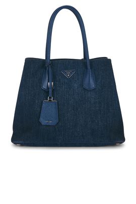 prada Prada Denim Saffiano Double Tote Bag