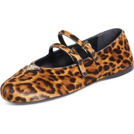 Prada Prada Double Strap Genuine Calf Hair Mary Jane Flat