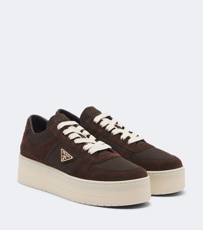 Prada Prada Downtown Bold suede-trimmed platform sneakers