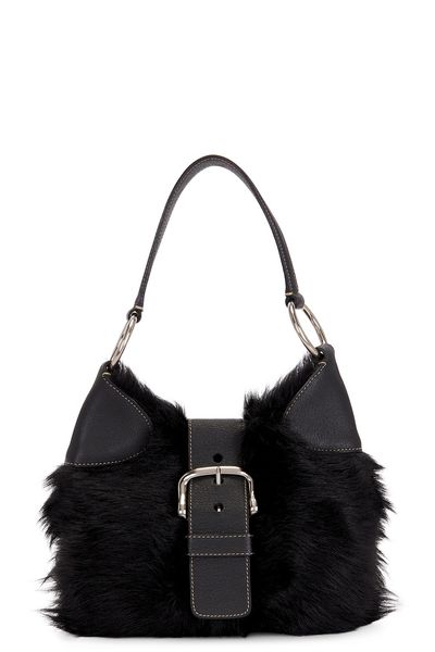 prada Prada Eco Lapin Faux Fur Buckle Hobo Bag