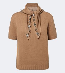 Prada Prada Embellished tie-neck cashmere sweater