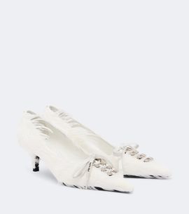 Prada Prada Feather-trimmed satin pumps