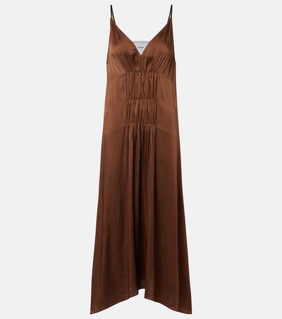 Prada Prada Gathered crÃªpe satin slip dress