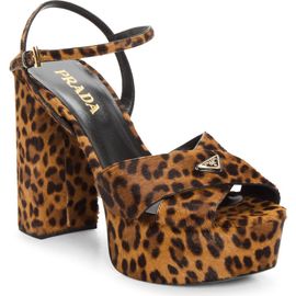 Prada Prada Genuine Calf Hair Platform Sandal